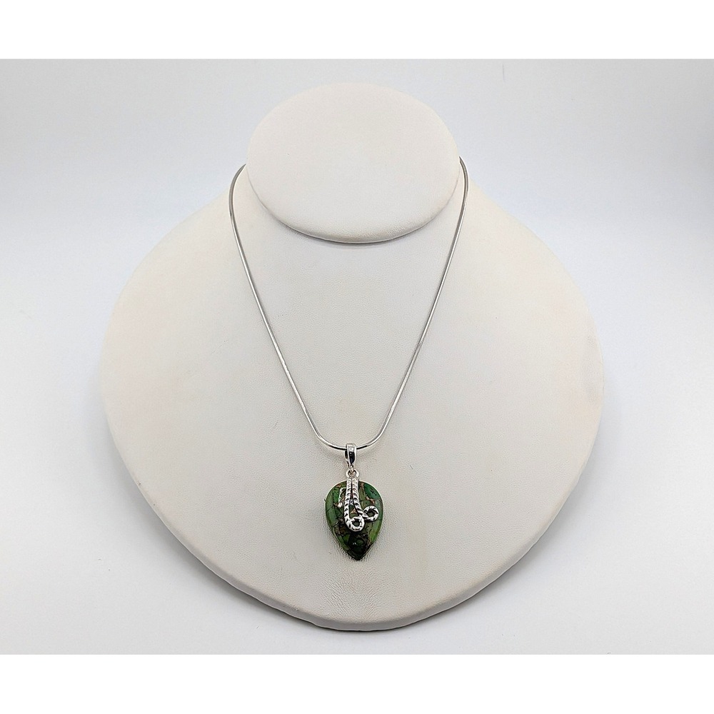 Handmade Mohave Turquoise Kingman Pendant Necklace 18in Sterling Silver Chain ** - Picture 8 of 8
